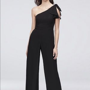 Black Chiffon One Shoulder Jumpsuit, NEW!